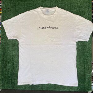 Vintage Y2K I Hate Clowns T-Shirt Boxy White XL Funny Quote Ironic Humor Skate